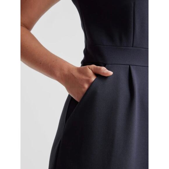 New! Quince Women's Ultra-Stretch Ponte Classic Cap Sleeve Dress Sz M Navy $140 - Picture 4 of 7